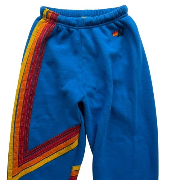 Aviator Nation Blaze Stripe Sweatpant Ocean Blue Size XS Jogger High Rise Cotton - Picture 4 of 6